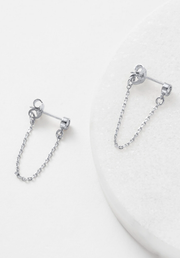 Crystal Chain Wrap Earrings - Silver