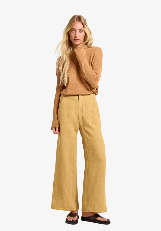Jude Linen Pants - Pale Mustard