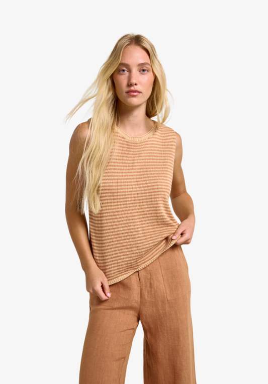 Stripe Spring Tank - Mustard/Rust