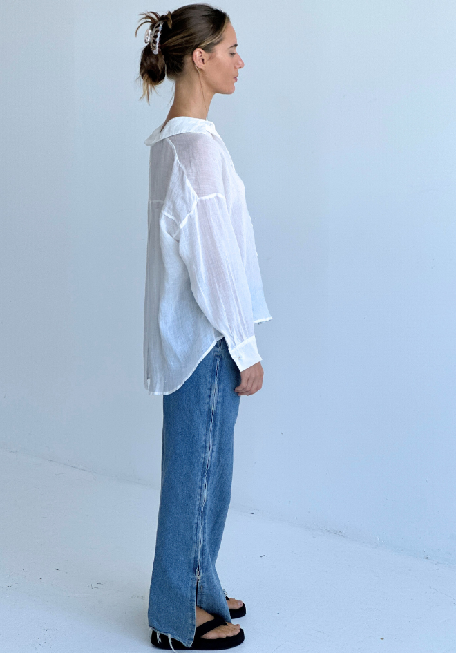 Annie Linen Shirt -White