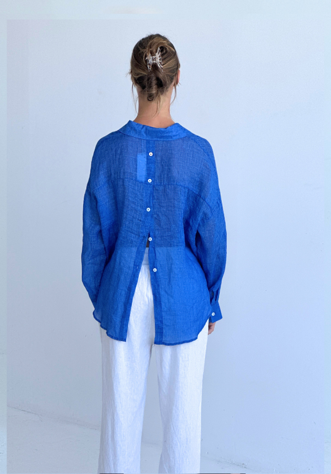 Annie Linen Shirt - Royal Blue