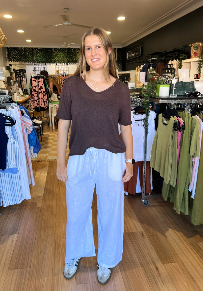 Scoop Neck Spring Tee - Chocolate