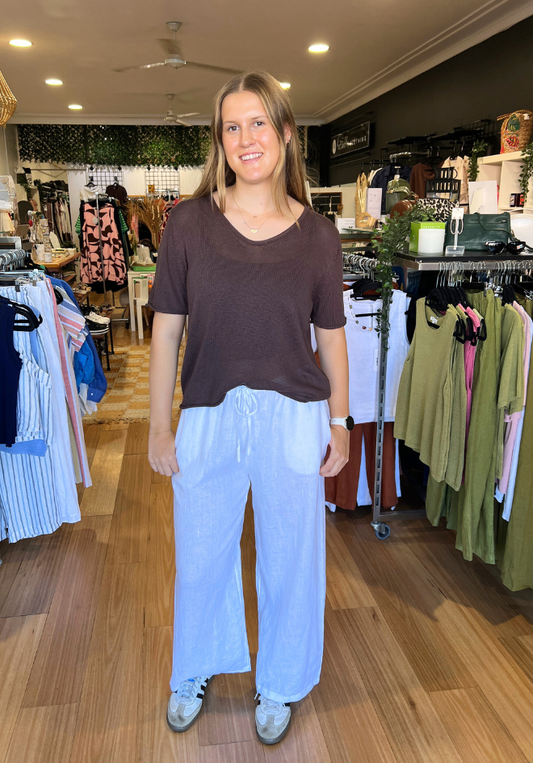 Scoop Neck Spring Tee - Chocolate