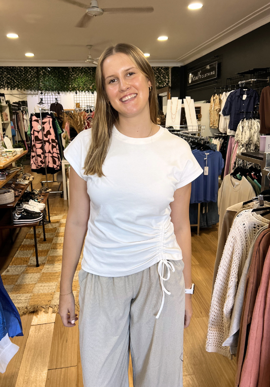 Mandy Drawstring Tee - White