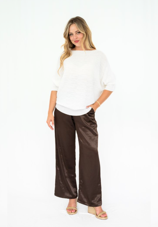 Lucia Satin Pants - Chocolate