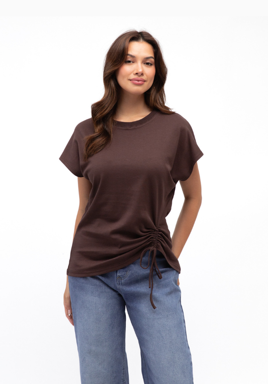 Mandy Drawstring Tee - Chocolate