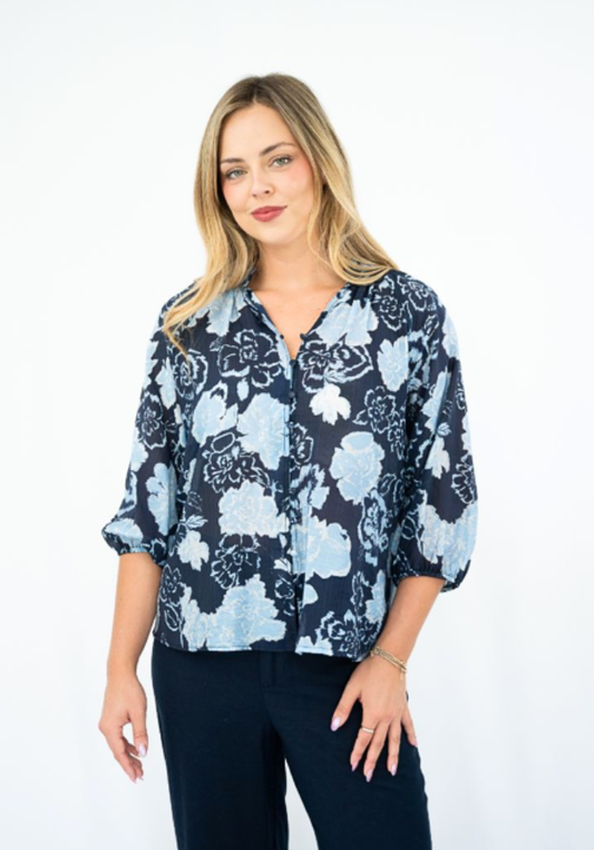 Blue Floral Blouse