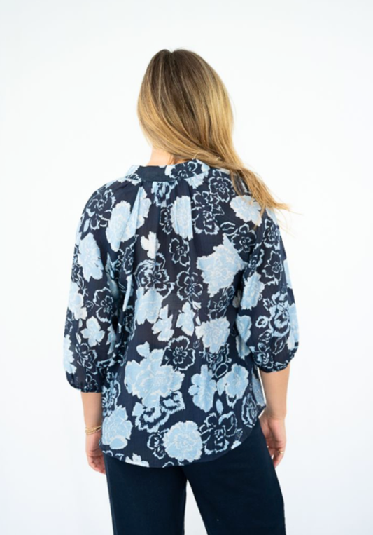 Blue Floral Blouse