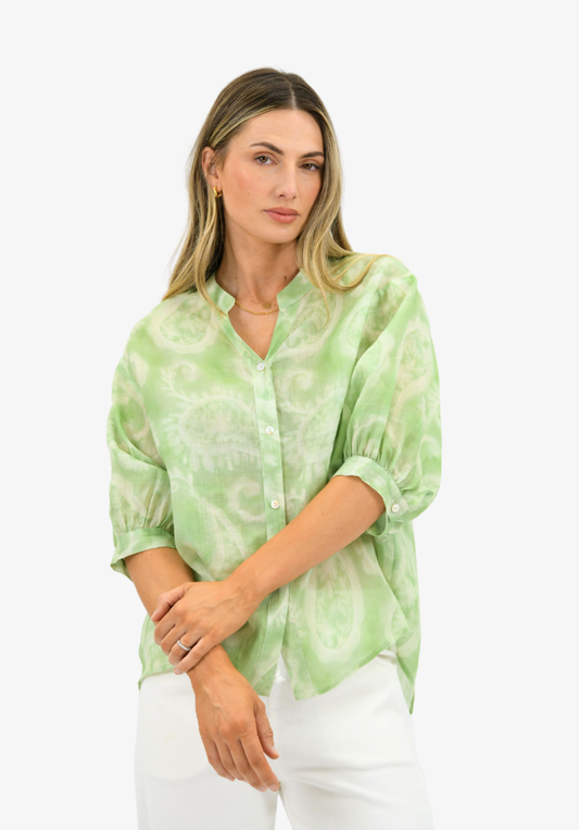 Lumi Paisley Print Linen Blouse