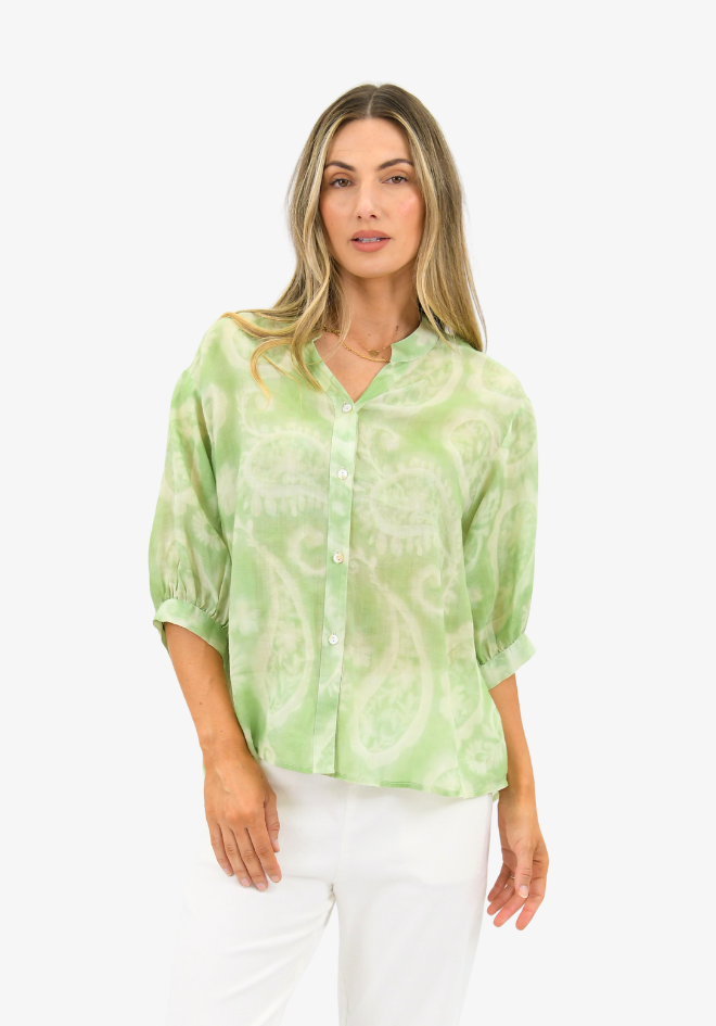 Lumi Paisley Print Linen Blouse