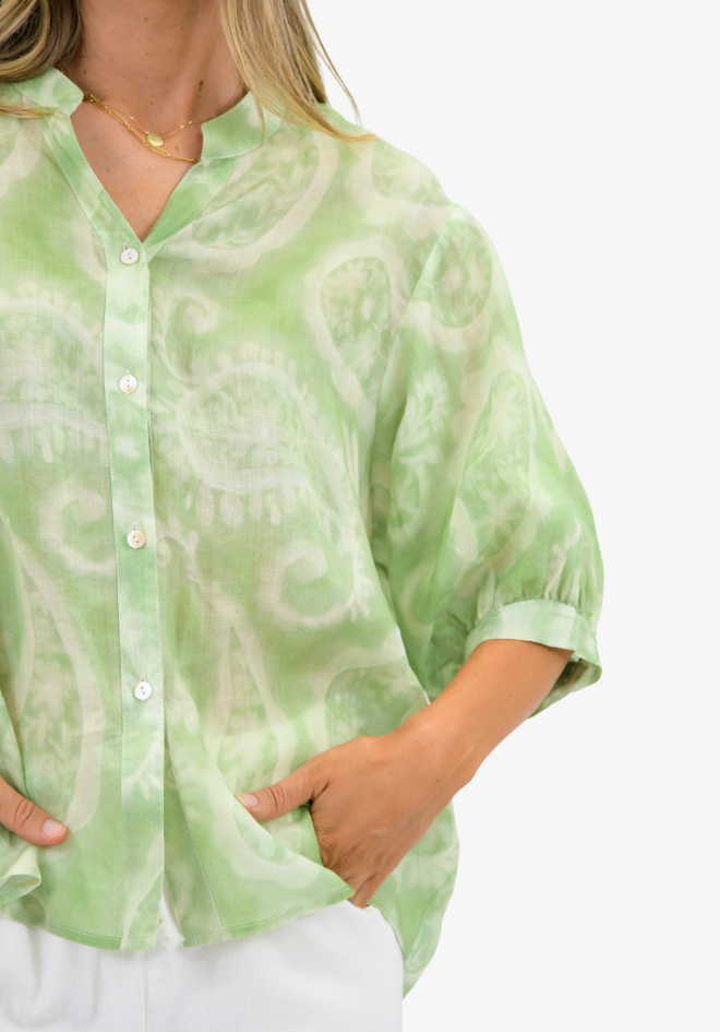Lumi Paisley Print Linen Blouse