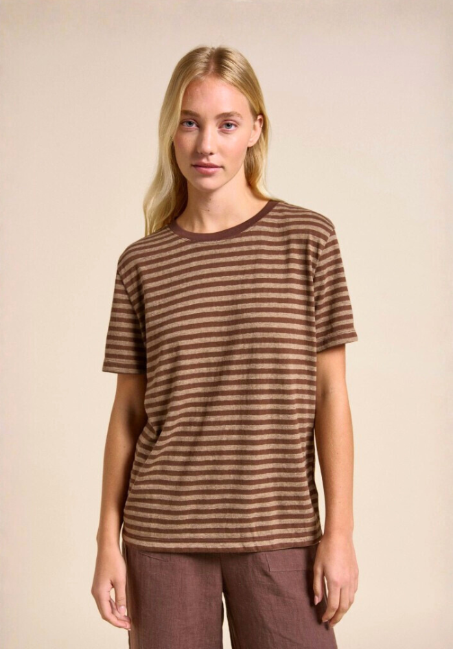 Lola Stripe Tee - Chocolate