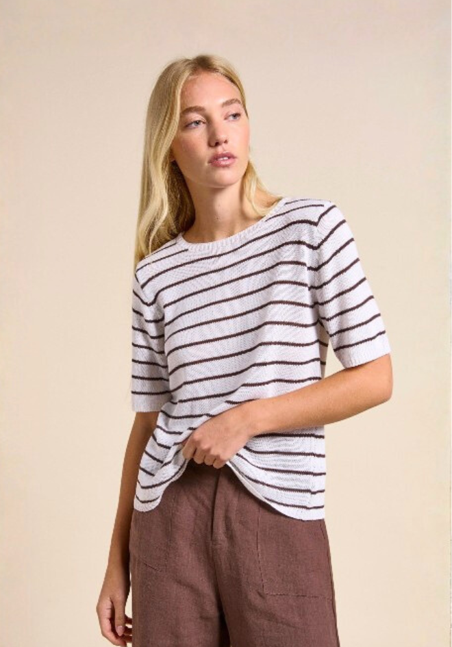 Indi Tee - White/Choc