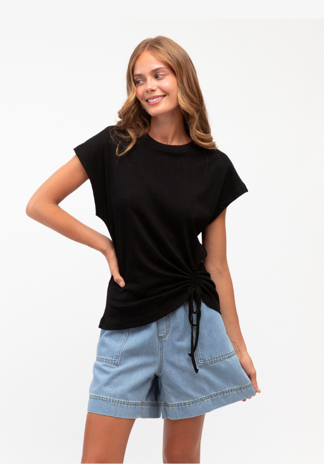 Mandy Drawstring Tee - Black