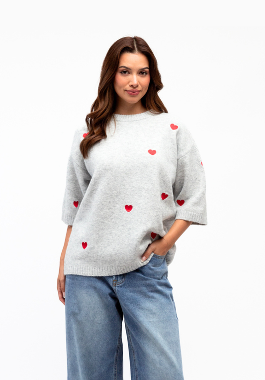 Red Heart Knit Top