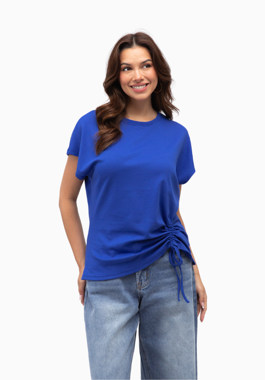 Mandy Drawstring Tee - Cobalt