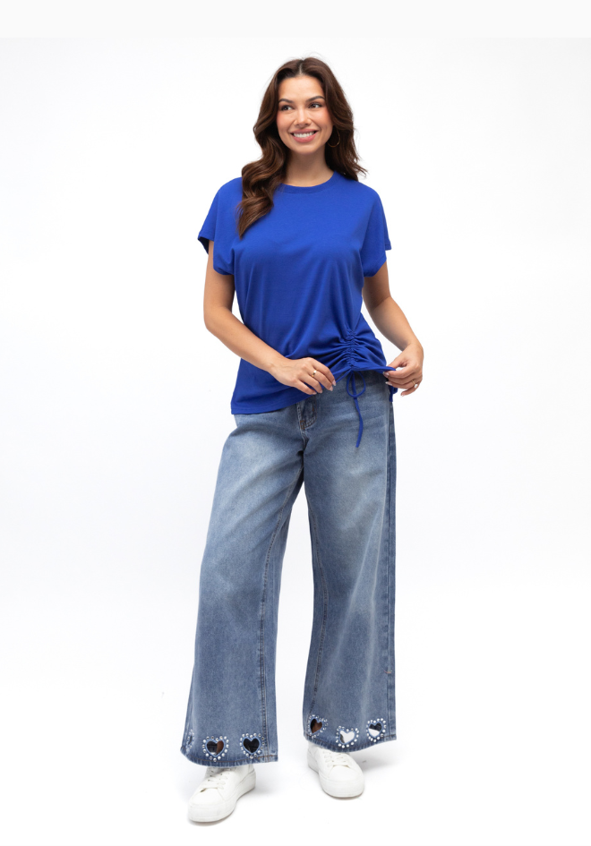 Mandy Drawstring Tee - Cobalt