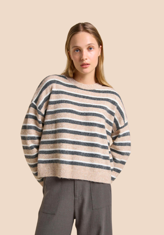 Otto Knit - Latte Stripe