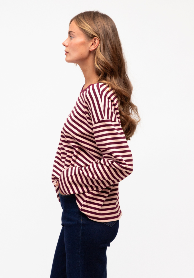 Stripe Easy Tuck  Top - Long Sleeve