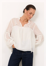 Rana Trim Detail Top - White