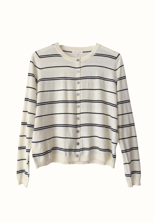 Ellie Stripe Cardi - Milk/Black