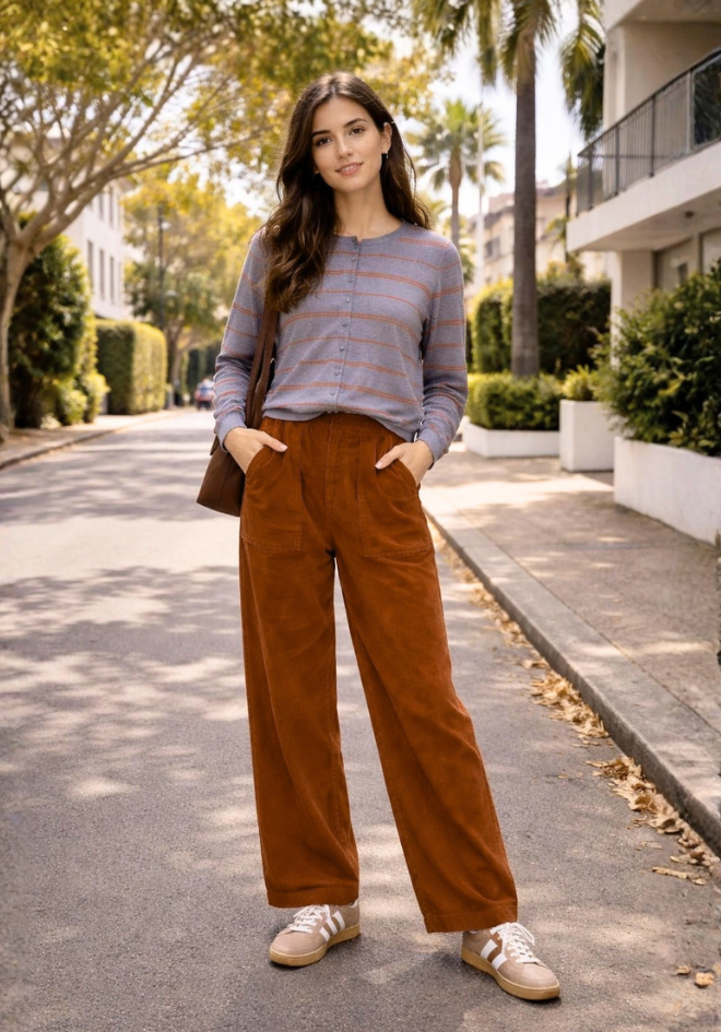 Barrell Leg Cord Pants - Rust