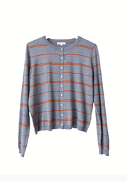 Ellie Stripe Cardi - Charcoal/Rust