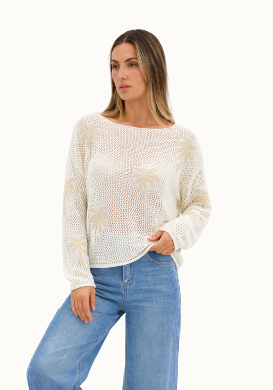 Sunset Shore Knit - White/ Beige