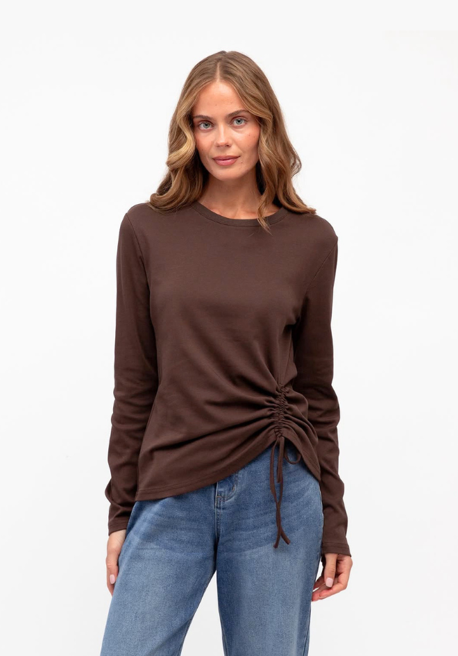 Lara Long Sleeve Top - Chocolate
