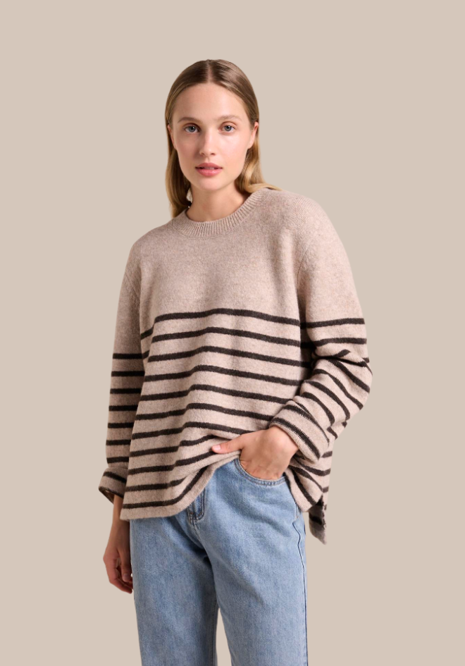 Lexie Stripe Jumper - Mocha/Brown