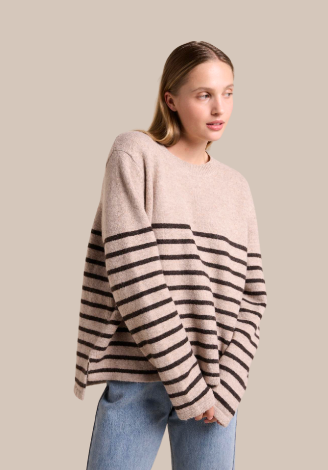 Lexie Stripe Jumper - Mocha/Brown