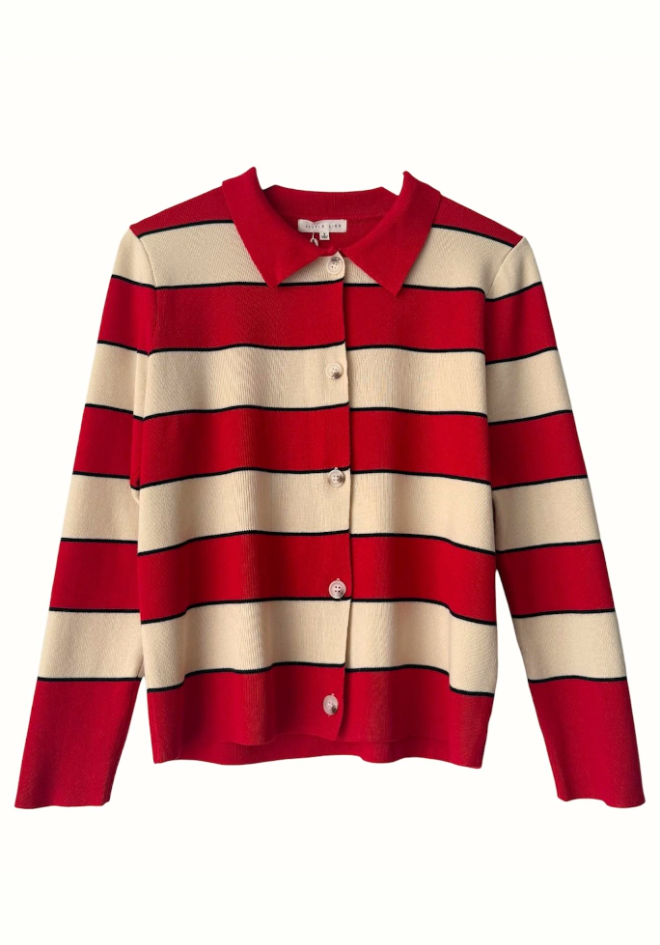 Noah Stripe Cardigan - Red