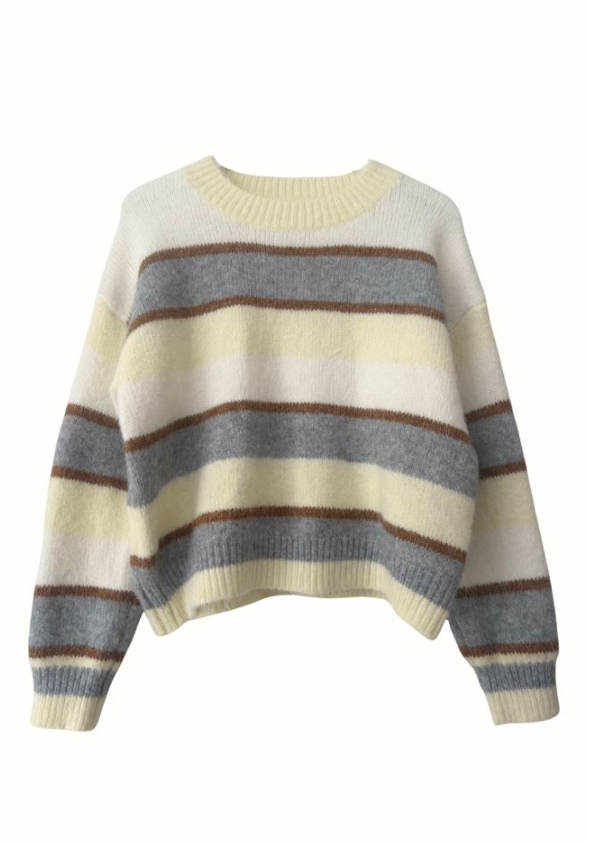 Lizzi Sweater in Grey by Little Lies — relaxed fit grey knit sweater, a timeless wardrobe staple available in S/M and M/L
