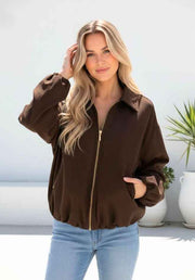 Winona Suede Bomber - Chocolate