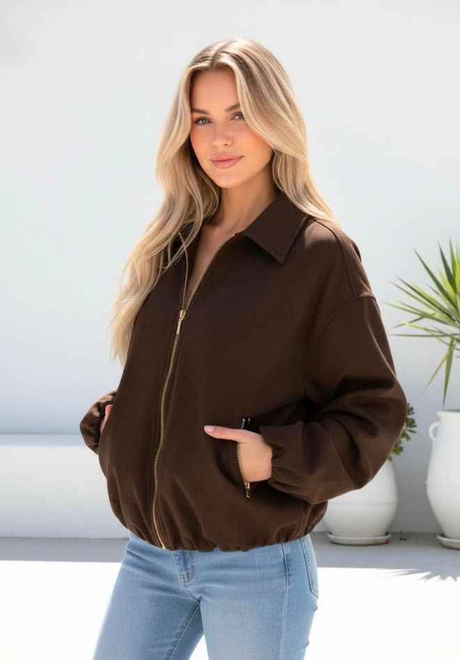 Winona Suede Bomber - Chocolate