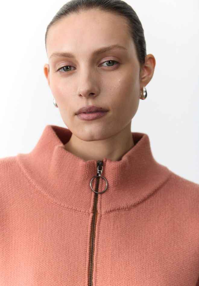 Jax Zip Cardigan - Peach