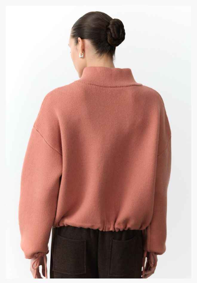 Jax Zip Cardigan - Peach