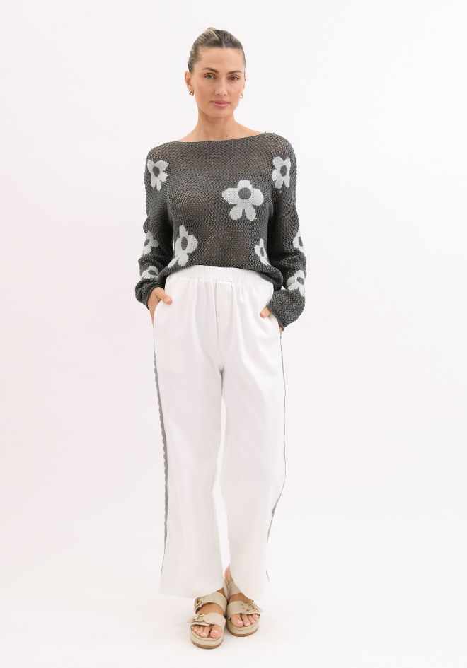 Heart Straight Pants - White