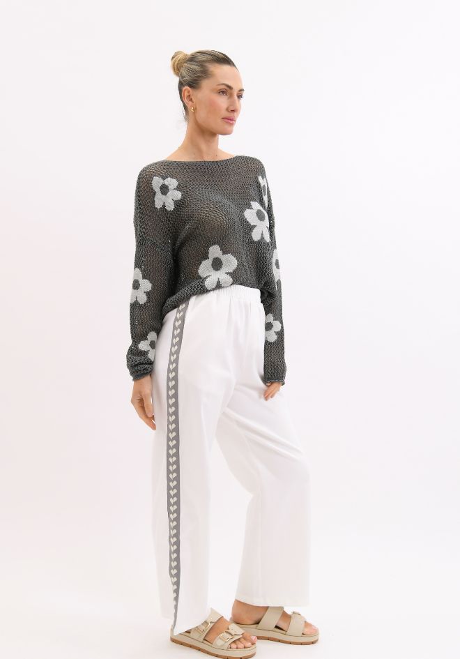 Heart Straight Pants - White