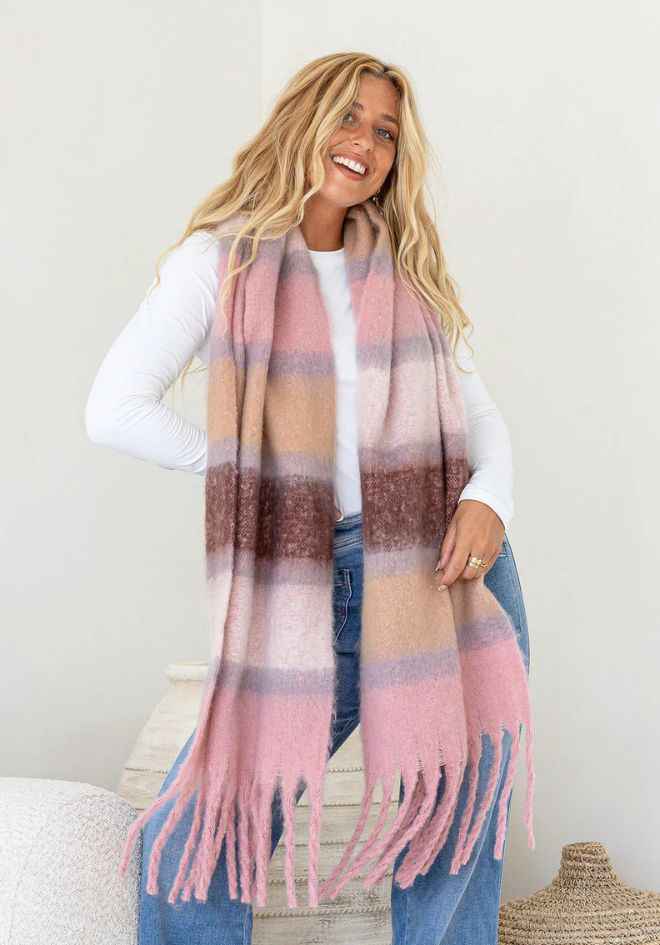 Gia Scarf - Dusty Pink Stripe