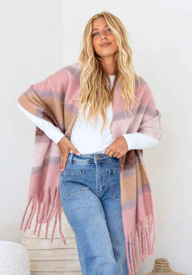 Gia Scarf - Dusty Pink Stripe