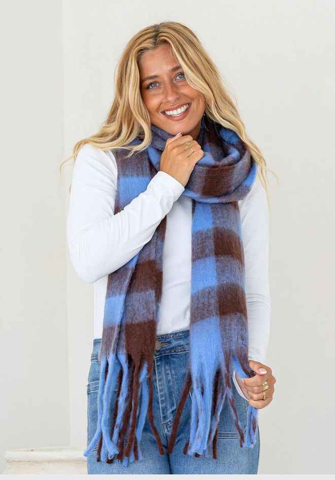 Gia Scarf - Blue Check