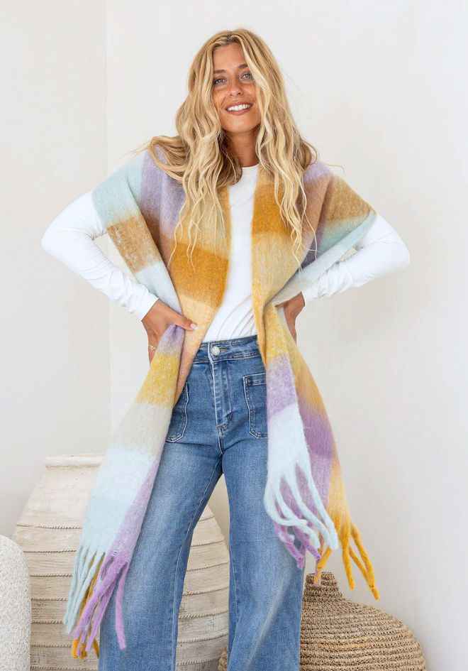 Gia Scarf - Mustard/Lavender