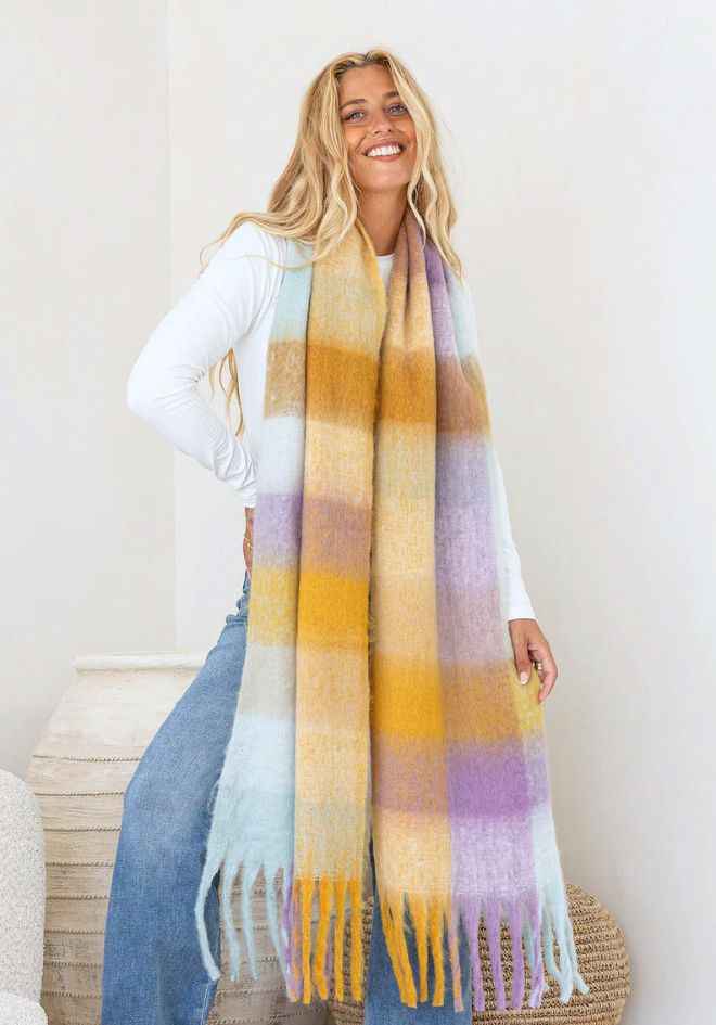 Gia Scarf - Mustard/Lavender