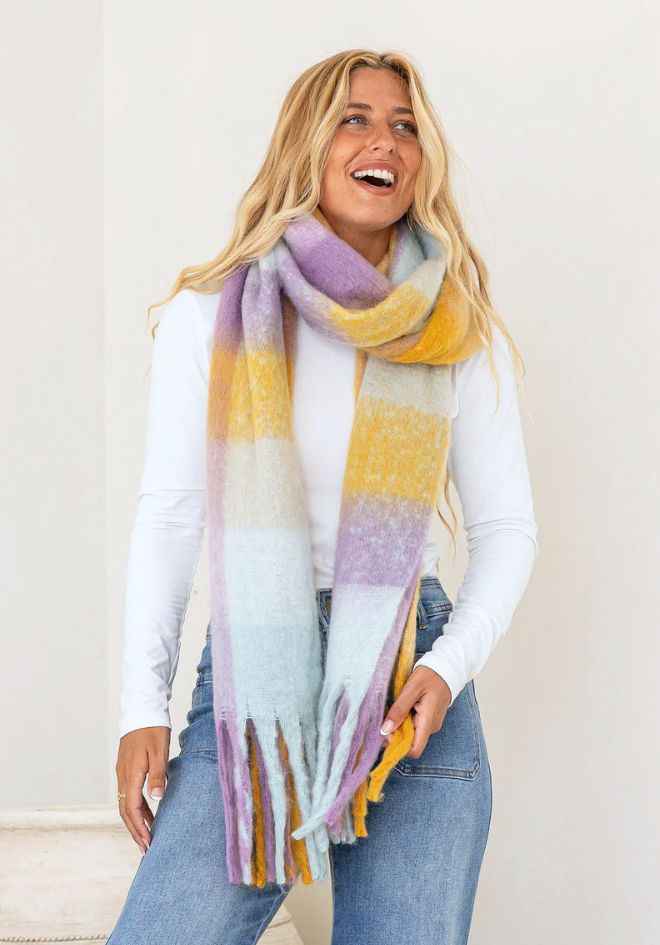 Gia Scarf - Mustard/Lavender