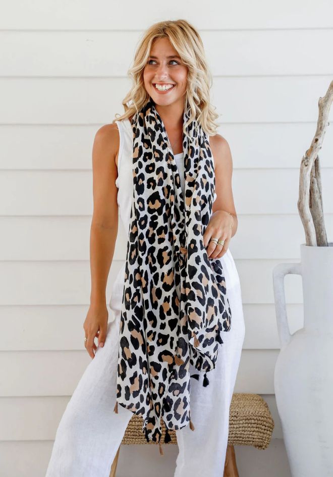 Animal Print Scarf - Natural