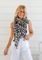 Animal Print Scarf - Natural