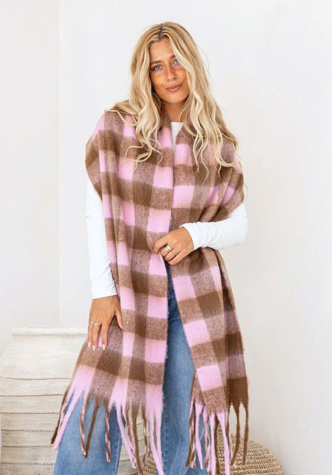 Gia Scarf - Pink Check