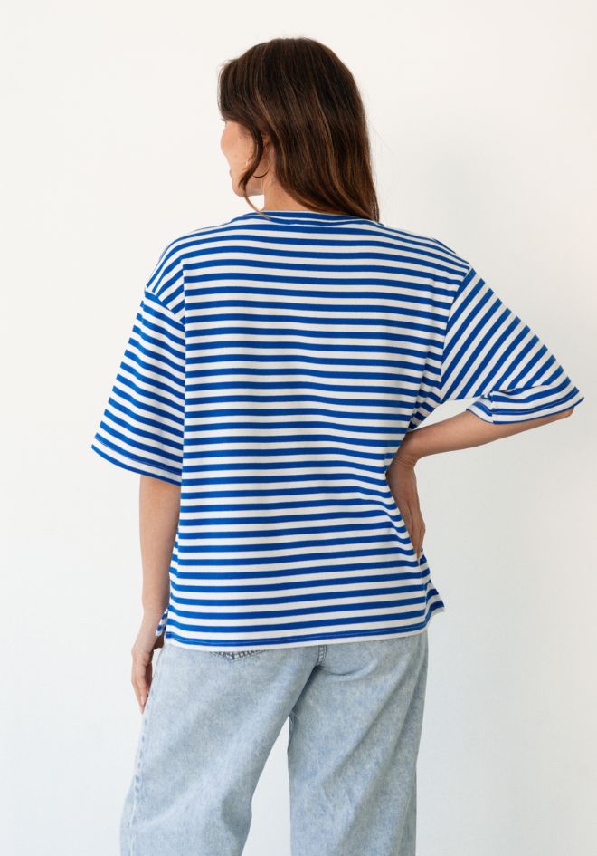 Wild'n Star Tee by Label of Love — back view of the relaxed blue and white stripe tee, available in Australia at Kat and Ko Clothing