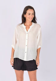 Aurora Linen Top - White